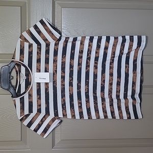 NWT Lucky Brand bleached striped short sleeve t shirt size Extra small